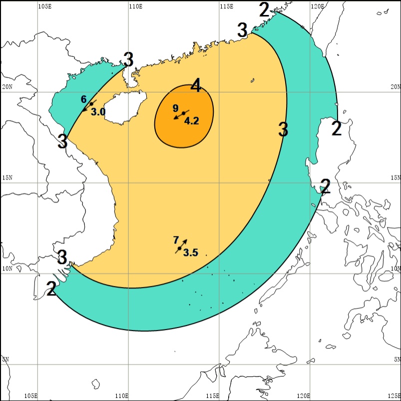 海南发布南海海浪IV级警报：这些海面将有2.0-4.2级中到巨浪