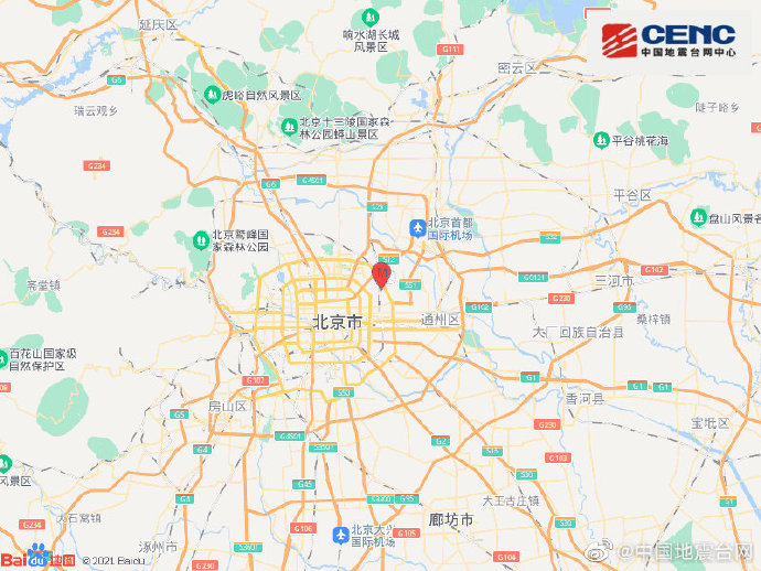 北京朝阳区发生2.7级地震