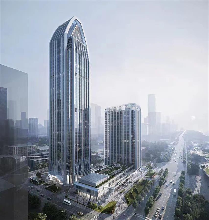主塔楼形似两列并行的“复兴号”  210米，长江沿岸铁路集团总部落户武昌滨江