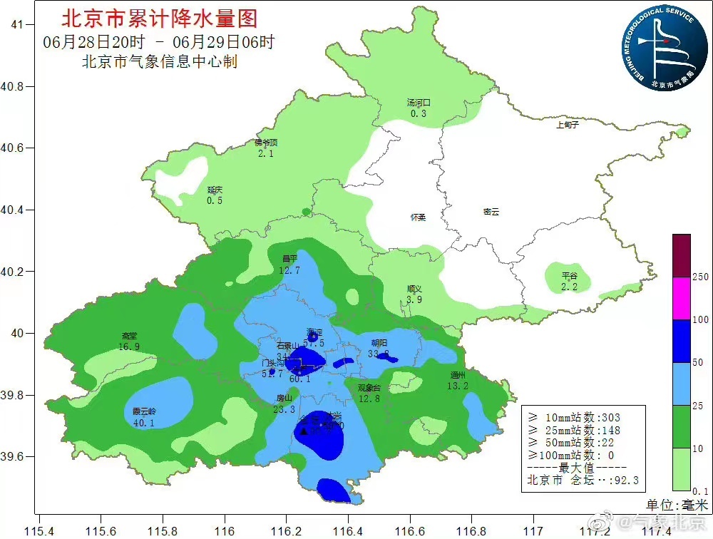 28日夜北京大兴、海淀降下暴雨，未来三天仍多雨