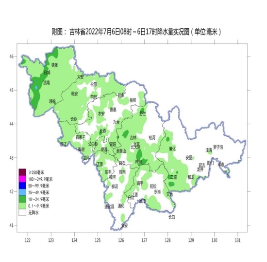 17时降雨主体系统位于辽宁和山东半岛附近 其外围云系已经影响吉林省