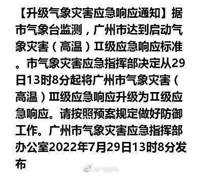 8区高温红色预警信号生效！广州升级为气象灾害（高温）Ⅱ级应急响应
