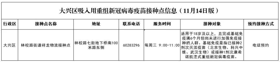 北京大兴区可预约接种吸入式疫苗