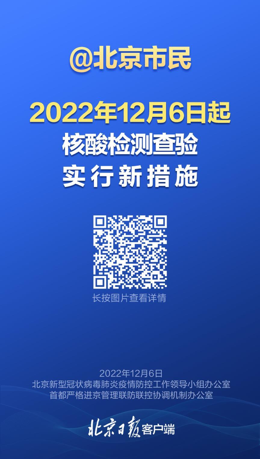 海报｜12月6日起，北京实行核酸检测查验新措施！