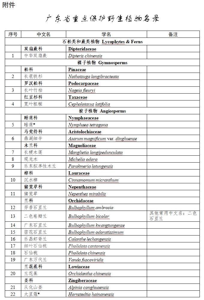 关注！这39种植物入选广东省重点保护野生植物名录