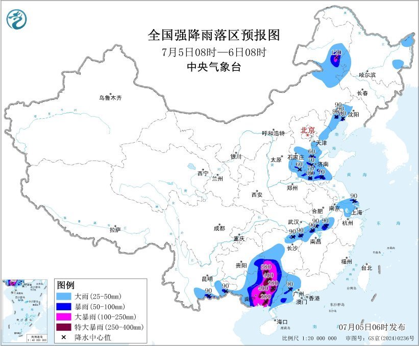 中央气象台:台风“美莎克”向广西北部移动 广西湖南部分地区有大暴雨至特大暴雨